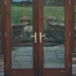262 - French Doors with clear pane in teak