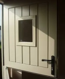 Stable door with spray finish