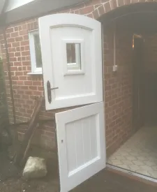 Interior view of stable door complete with white spray finish