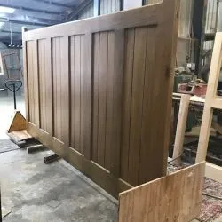 089 - Boarded, segmented gates complete with stained finish