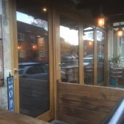 093 - Bifolding bar a bar restaurant complete with stained spray finish