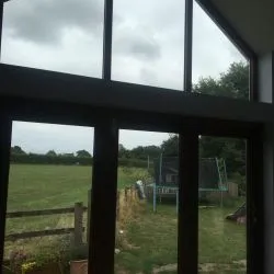 Interior view of bifold door and apex window