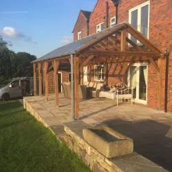 End view of pergola manufactured in hardwood