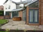 203 -Close up of French Doors with contemporary chrome hardware